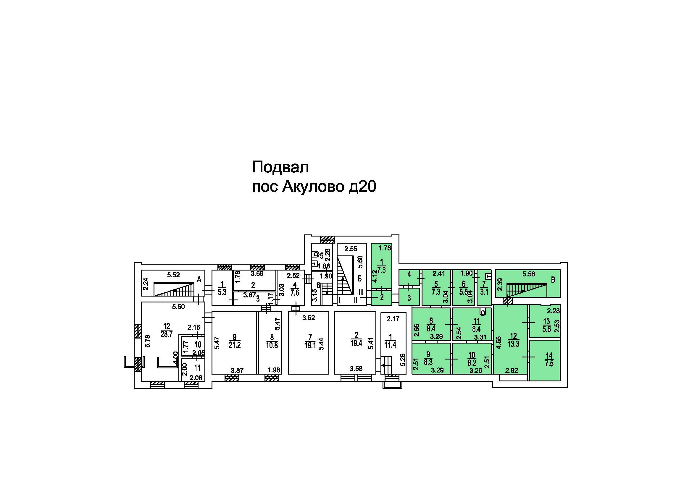 Нежилое помещение.План этажа _поэтажный_ с указанием границ реализуемого объекта.Российская Федерация, город Москва, внутригородская территория муниципальный округ Восточный, посёлок Акулово, дом 20 - Подвал _ 0 Подвал _ 0.jpg