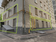 Нежилое помещение.Фасад здания с выделенными окнами реализуемого объекта.Российская Федерация, город Москва, внутригородская территория муниципальный округ Алексеевский, Рижский проезд, дом 3 - Антресоль _ 1, Подвал _ 0, Этаж _ 1 Антресоль _ 1, Подвал _ 0, Этаж _ 1_2.jpg