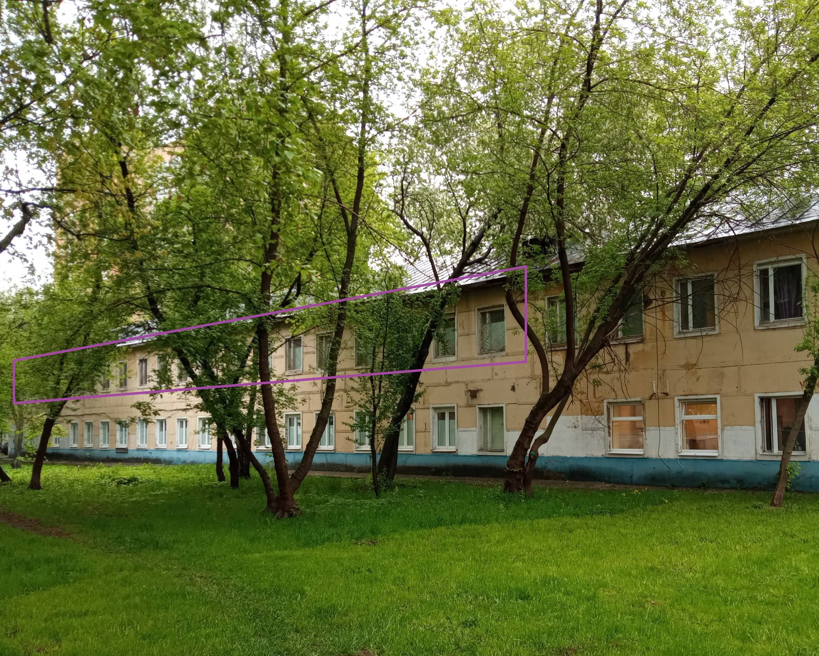 Нежилое помещение.Фасад здания с выделенными окнами реализуемого объекта.город Москва, улица Зои и Александра Космодемьянских, дом 34, строение 6 - Этаж _2 Этаж _2.jpg