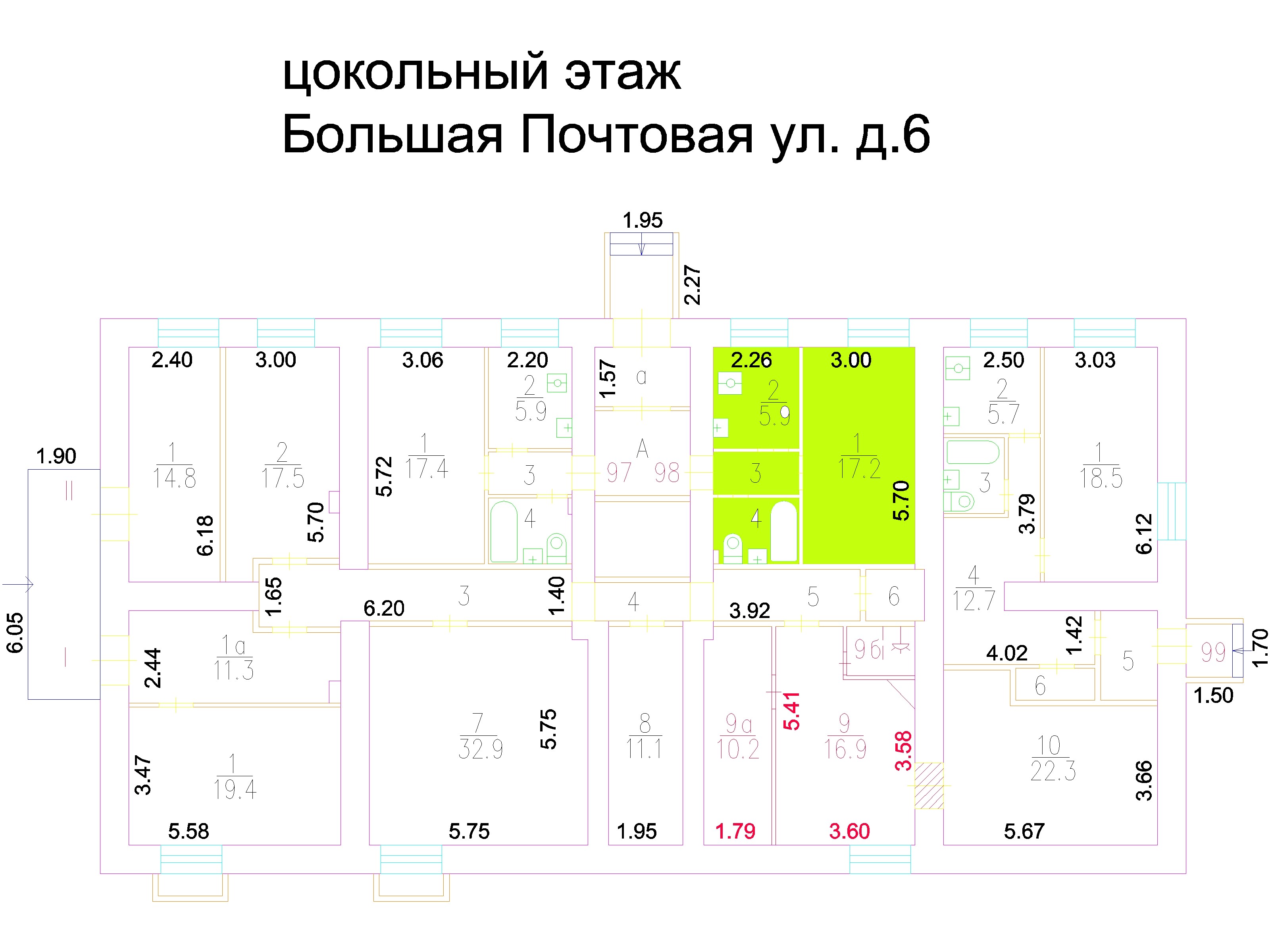 Квартира.План этажа _поэтажный_ с указанием границ реализуемого объекта.г. Москва, ул. Большая Почтовая, д. 6 - Цокольный этаж _ 0.jpg