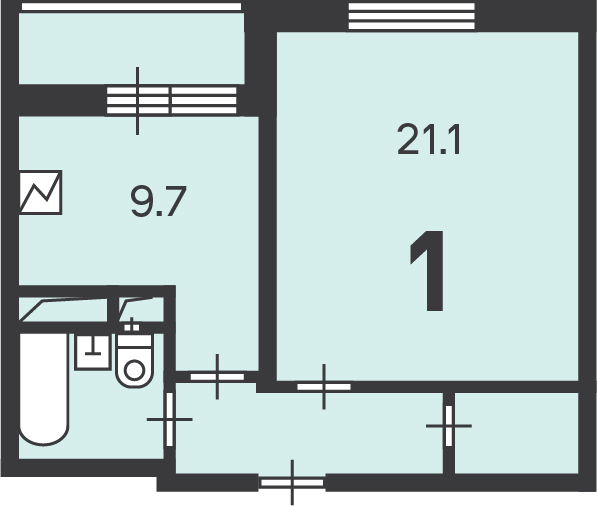 Квартира.План этажа _поэтажный_ с указанием границ реализуемого объекта.Российская Федерация, город Москва, внутригородская территория муниципальный округ Марьина Роща, Шереметьевская улица, дом 13, корпус 1 - Этаж 9, кв. 60.jpg