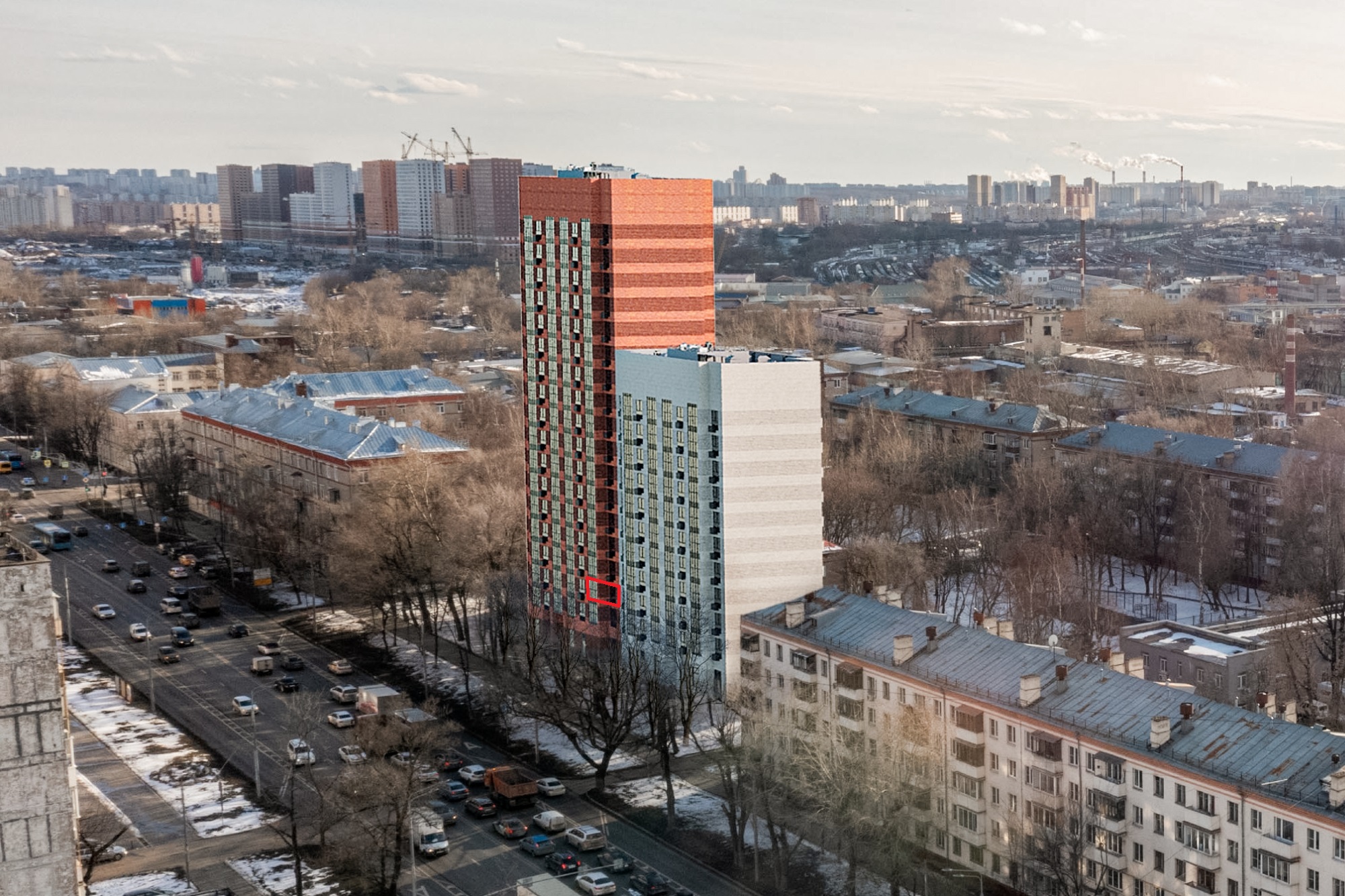 ГП16962800.Квартира. Договор долевого участия.Фасад здания с выделенными окнами реализуемого объекта_2.jpg