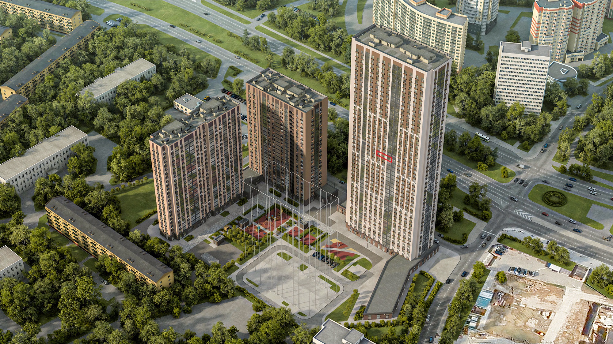 ГП16954318.Квартира. Договор долевого участия.Фасад здания с выделенными окнами реализуемого объекта.jpg