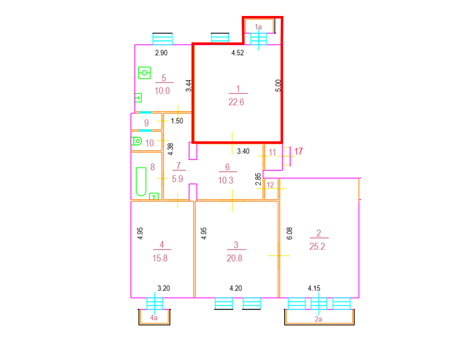 ГП16964854.Квартира.План этажа (поэтажный) с указанием границ реализуемого объекта.png