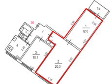 ГП16974024.Квартира.План этажа (поэтажный) с указанием границ реализуемого объекта.png